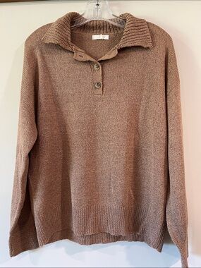 mine - M, coco brown/tan collard sweater
